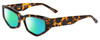 Profile View of SITO SHADES Diamond Designer Polarized Reading Sunglasses with Custom Cut Powered Green Mirror Lenses in Honey Tortoise Havana Brown Unisex Rectangular Full Rim Acetate 55 mm