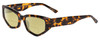 Profile View of SITO SHADES Diamond Designer Polarized Reading Sunglasses with Custom Cut Powered Sun Flower Yellow Lenses in Honey Tortoise Havana Brown Unisex Rectangular Full Rim Acetate 55 mm