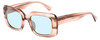 Profile View of SITO SHADES Indi Designer Blue Light Blocking Eyeglasses in Biscotti Brown Striped Crystal Unisex Square Full Rim Acetate 50 mm