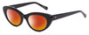 Profile View of SITO SHADES Siena Designer Polarized Sunglasses with Custom Cut Red Mirror Lenses in Gloss Black Unisex Cat Eye Full Rim Acetate 50 mm