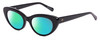 Profile View of SITO SHADES Siena Designer Polarized Reading Sunglasses with Custom Cut Powered Green Mirror Lenses in Gloss Black Unisex Cat Eye Full Rim Acetate 50 mm
