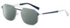 Profile View of Elton John DODGER STADIUM Designer Polarized Sunglasses with Custom Cut Smoke Grey Lenses in White Royal Blue Unisex Hexagonal Full Rim Stainless Steel 56 mm