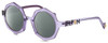Profile View of Elton John ENCORE Designer Polarized Reading Sunglasses with Custom Cut Powered Smoke Grey Lenses in Purple Crystal Unisex Octagonal Full Rim Acetate 49 mm