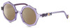 Profile View of Elton John ENCORE Designer Polarized Reading Sunglasses with Custom Cut Powered Amber Brown Lenses in Purple Crystal Unisex Octagonal Full Rim Acetate 49 mm
