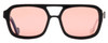 Front View of Elton John HEADLINER Unisex Sunglasses Black Clear Crystal/Pink Anti-Glare 53 mm