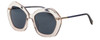 Profile View of Elton John A-LIST Women's Sunglasses Pink Crystal Navy Gold/Polarized Blue 55 mm