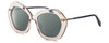 Profile View of Elton John A-LIST Designer Polarized Reading Sunglasses with Custom Cut Powered Smoke Grey Lenses in Blush Pink Crystal Navy Blue Gold Ladies Hexagonal Full Rim Acetate 55 mm