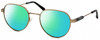Profile View of Elton John BOHEMIAN Designer Polarized Reading Sunglasses with Custom Cut Powered Green Mirror Lenses in Antique Light Gold Green Blue Tortoise Ladies Oval Full Rim Metal 48 mm