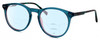 Profile View of Elton John CARIBOU Designer Progressive Lens Blue Light Blocking Eyeglasses in Electric Blue Green Crystal Unisex Round Full Rim Acetate 51 mm