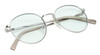 Top View of Elton John CHOPIN Designer Reading Eye Glasses in Platinum Silver Brown Grey Unisex Round Full Rim Metal 50 mm