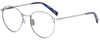 Profile View of Elton John CHOPIN 2 Designer Progressive Lens Blue Light Blocking Eyeglasses in Platinum Silver Blue Grey Unisex Round Full Rim Metal 50 mm