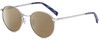 Profile View of Elton John CHOPIN 2 Designer Polarized Reading Sunglasses with Custom Cut Powered Amber Brown Lenses in Platinum Silver Blue Grey Unisex Round Full Rim Metal 50 mm
