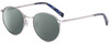 Profile View of Elton John CHOPIN 2 Designer Polarized Reading Sunglasses with Custom Cut Powered Smoke Grey Lenses in Platinum Silver Blue Grey Unisex Round Full Rim Metal 50 mm