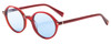 Profile View of Elton John CHORISTER Unisex Sunglasses in Ruby Red Crystal/Blue Anti-Glare 46 mm