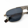 Top View of Elton John CONCORDE 3 Unisex Pilot Sunglasses in Gold Cheetah Tortoise/Blue 56mm