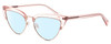 Profile View of Elton John DOO WOP 1 Designer Blue Light Blocking Eyeglasses in Rose Pink Crystal Gold Ladies Cat Eye Full Rim Acetate 54 mm