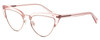 Profile View of Elton John DOO WOP 1 Designer Blue Light Blocking Eyeglasses in Rose Pink Crystal Gold Ladies Cat Eye Full Rim Acetate 54 mm