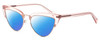Profile View of Elton John DOO WOP 1 Designer Polarized Reading Sunglasses with Custom Cut Powered Blue Mirror Lenses in Rose Pink Crystal Gold Ladies Cat Eye Full Rim Acetate 54 mm