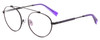 Profile View of Elton John DREAMER 2 Designer Blue Light Blocking Eyeglasses in Light Gold Fuchsia Pink Ladies Round Full Rim Metal 54 mm