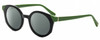 Profile View of Elton John GOGO 1 Designer Polarized Sunglasses with Custom Cut Smoke Grey Lenses in Gloss Black Green Unisex Hexagonal Full Rim Acetate 47 mm