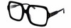 Profile View of Elton John INCOGNITO 1 Designer Progressive Lens Blue Light Blocking Eyeglasses in Gloss Black Gold Unisex Square Full Rim Acetate 58 mm