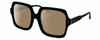 Profile View of Elton John INCOGNITO 1 Designer Polarized Sunglasses with Custom Cut Amber Brown Lenses in Gloss Black Gold Unisex Square Full Rim Acetate 58 mm