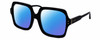 Profile View of Elton John INCOGNITO 1 Designer Polarized Sunglasses with Custom Cut Blue Mirror Lenses in Gloss Black Gold Unisex Square Full Rim Acetate 58 mm