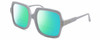 Profile View of Elton John INCOGNITO 2 Designer Polarized Reading Sunglasses with Custom Cut Powered Green Mirror Lenses in White Gold Unisex Square Full Rim Acetate 58 mm