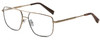 Profile View of Elton John KING Designer Blue Light Blocking Eyeglasses in Shiny Gold Beige Brown Snakeskin Pattern Unisex Square Full Rim Metal 55 mm