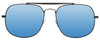 Front View of Elton John LEMANS 2 Unisex Pilot Sunglasses in Black/Polarized Blue Mirror 57 mm