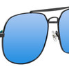 Top View of Elton John LEMANS 2 Unisex Pilot Sunglasses in Black/Polarized Blue Mirror 57 mm