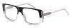 Profile View of Elton John LUCKY STAR 2 Designer Blue Light Blocking Eyeglasses in Black Fade Blue Grey Clear Crystal Unisex Square Full Rim Acetate 58 mm