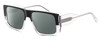 Profile View of Elton John LUCKY STAR 2 Designer Polarized Reading Sunglasses with Custom Cut Powered Smoke Grey Lenses in Black Fade Blue Grey Clear Crystal Unisex Square Full Rim Acetate 58 mm