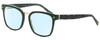 Profile View of Elton John OPUS Designer Blue Light Blocking Eyeglasses in Emerald Green Black Marble Silver Unisex Panthos Full Rim Acetate 53 mm