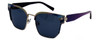 Profile View of Elton John SHERBET 2 Unisex Cat Eye Sunglasses Pink Rainbow/Polarized Blue 53 mm