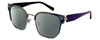 Profile View of Elton John SHERBET 2 Designer Polarized Reading Sunglasses with Custom Cut Powered Smoke Grey Lenses in Blue Yellow Purple Pink Rainbow Multicolor Unisex Cat Eye Full Rim Metal 53 mm
