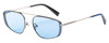 Profile View of Elton John STAR STRUCK 1 Unisex Sunglasses Silver Black Cheetah Print/Blue 58 mm