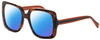 Profile View of Elton John SUPERSTAR Designer Polarized Sunglasses with Custom Cut Blue Mirror Lenses in Tortoise Havana Brown Orange Black Stripe Ladies Square Full Rim Acetate 55 mm