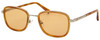 Profile View of Elton John TRIO Unisex Oval Sunglasses Amber Crystal Gold/Brown Anti-Glare 51 mm