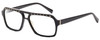 Profile View of Elton John VIP Designer Progressive Lens Blue Light Blocking Eyeglasses in Vinyl Black Gold Stars Unisex Square Full Rim Acetate 56 mm