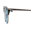 Close Up View of Elton John WOODSTOCK Unisex Sunglasses Moss Brown Grey Crystal Silver/Blue 53 mm