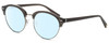 Profile View of Elton John WOODSTOCK Designer Blue Light Blocking Eyeglasses in Moss Brown Grey Crystal Silver Unisex Oval Full Rim Metal 53 mm