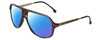 Profile View of Carrera SAFARI 65 Designer Polarized Sunglasses with Custom Cut Blue Mirror Lenses in Havana Tortoise Brown Gold Black Unisex Pilot Full Rim Acetate 62 mm