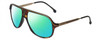Profile View of Carrera SAFARI 65 Designer Polarized Reading Sunglasses with Custom Cut Powered Green Mirror Lenses in Havana Tortoise Brown Gold Black Unisex Pilot Full Rim Acetate 62 mm