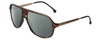 Profile View of Carrera SAFARI 65 Designer Polarized Reading Sunglasses with Custom Cut Powered Smoke Grey Lenses in Havana Tortoise Brown Gold Black Unisex Pilot Full Rim Acetate 62 mm
