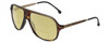 Profile View of Carrera SAFARI 65 Designer Polarized Reading Sunglasses with Custom Cut Powered Sun Flower Yellow Lenses in Havana Tortoise Brown Gold Black Unisex Pilot Full Rim Acetate 62 mm