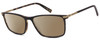 Profile View of John Varvatos V408 Designer Polarized Sunglasses with Custom Cut Amber Brown Lenses in Black Light Havana Tortoise Gold Unisex Square Full Rim Acetate 58 mm
