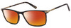 Profile View of John Varvatos V408 Designer Polarized Sunglasses with Custom Cut Red Mirror Lenses in Black Light Havana Tortoise Gold Unisex Square Full Rim Acetate 58 mm