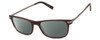 Profile View of John Varvatos V412 Designer Polarized Sunglasses with Custom Cut Smoke Grey Lenses in Crystal Brown Silver Unisex Square Full Rim Acetate 57 mm