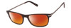 Profile View of John Varvatos V412 Designer Polarized Sunglasses with Custom Cut Red Mirror Lenses in Crystal Brown Silver Unisex Square Full Rim Acetate 57 mm